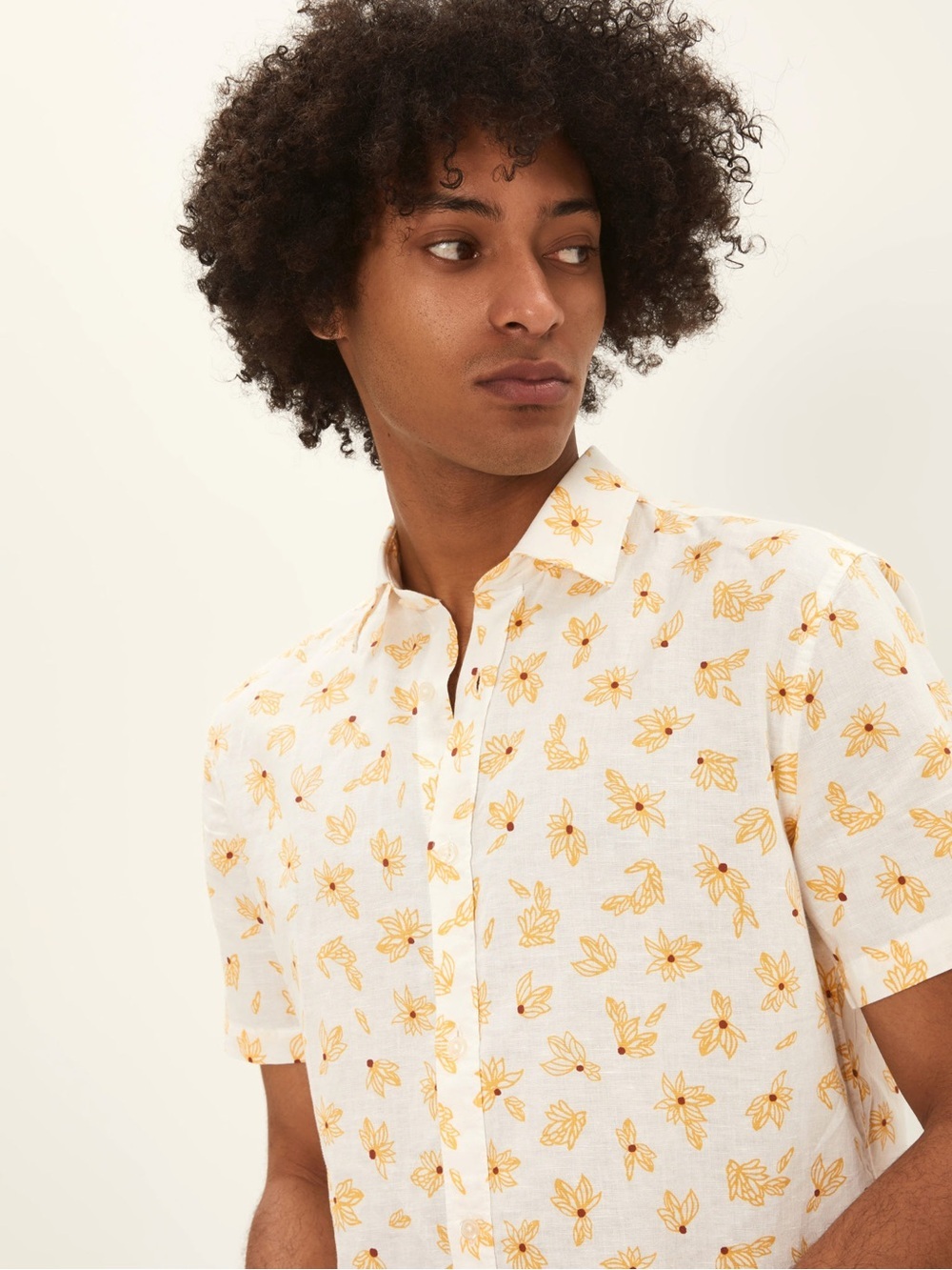 111 FRANK & OAK Men's Stanley Poplin Short Sleeve Linen-Blend Shirt - Large